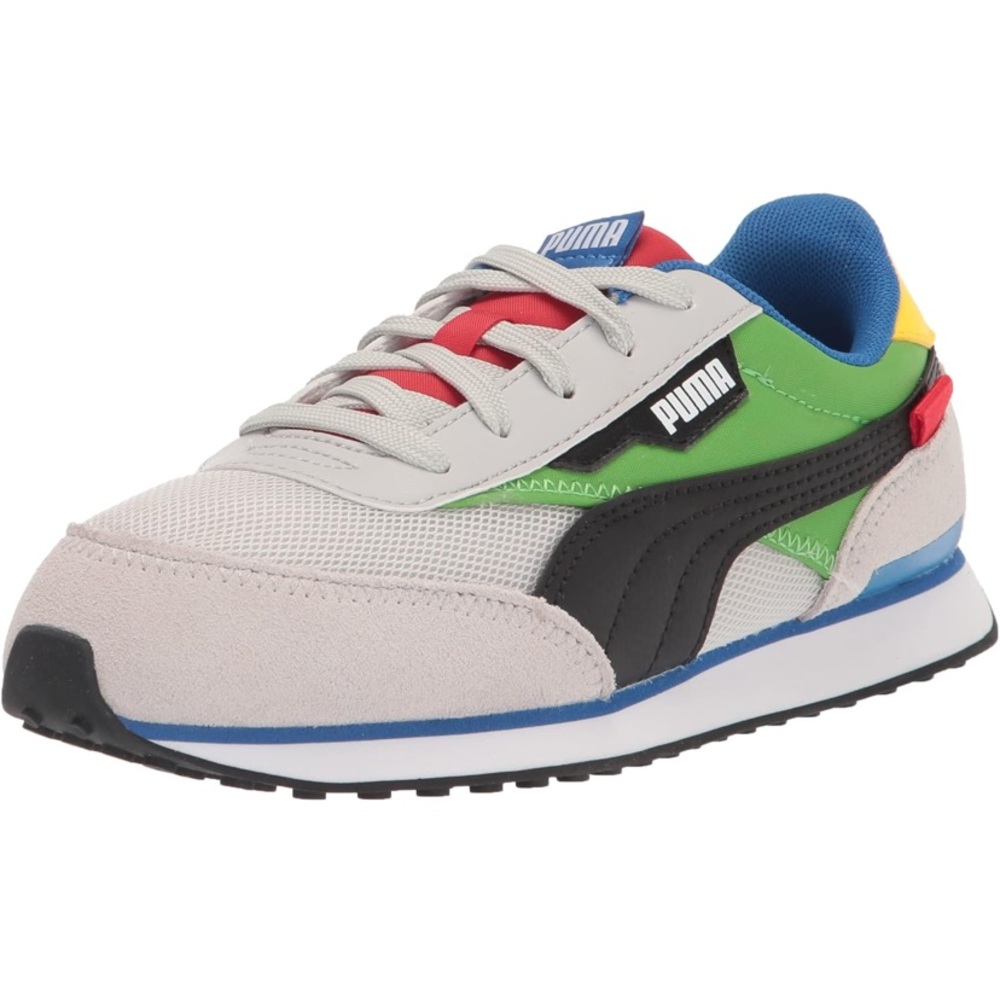 PUMA Kids “Future Rider” Sneakers in Gray, Green, and Red